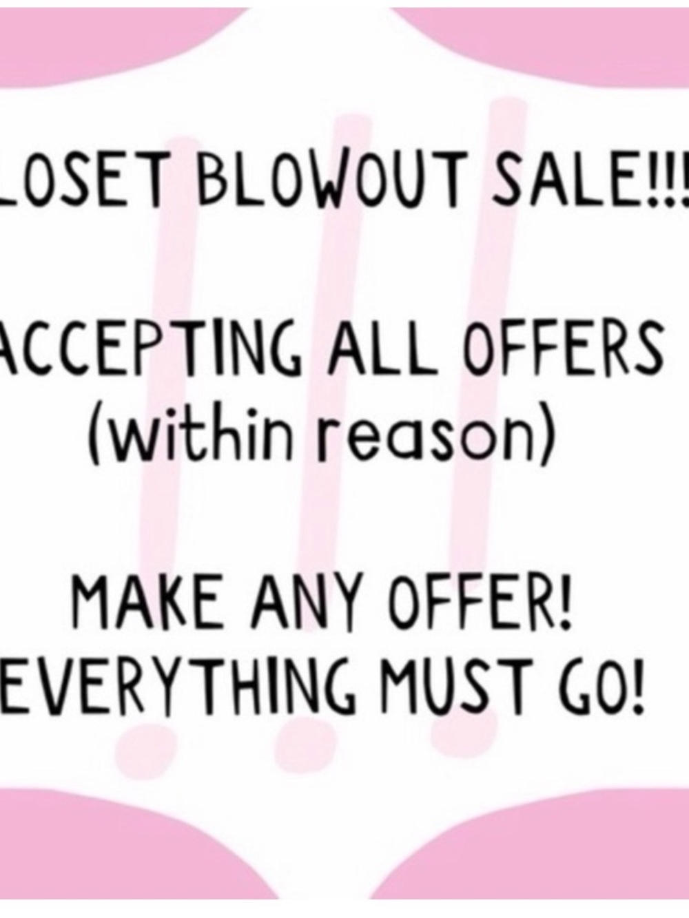 Closet Blowout Sale Graphic - White & Pink Text Sign